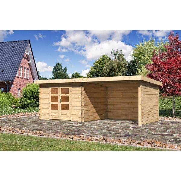 Karibu Holz-Gartenhaus/Gerätehaus Ängelholm 5 Natur 580 cm x 280 cm