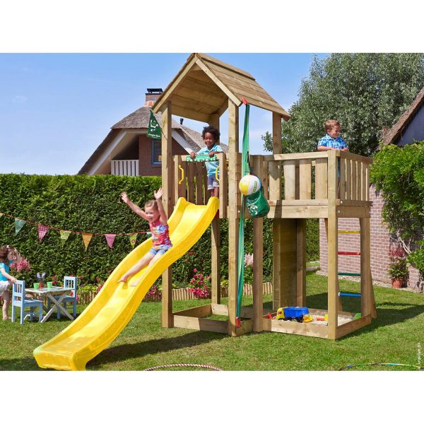 Jungle Gym Holzspielturm Mansion mit Rutsche Gelb