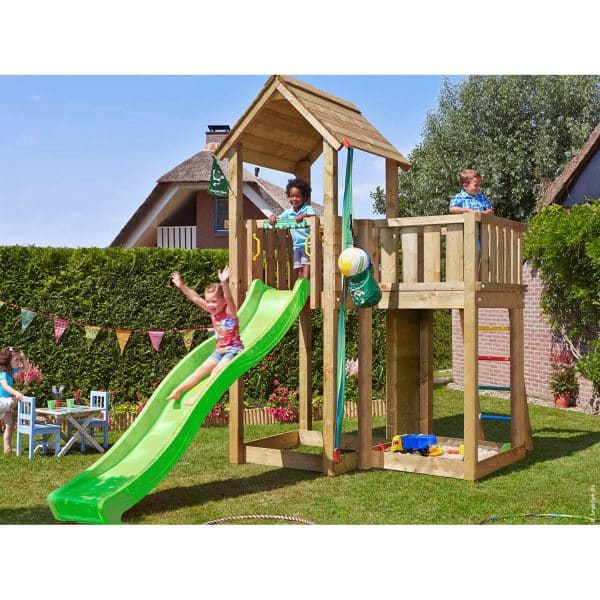 Jungle Gym Holzspielturm Mansion mit Rutsche Grün