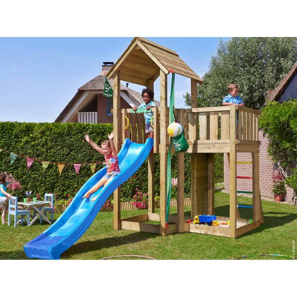 Jungle Gym Holzspielturm Mansion mit Rutsche Blau