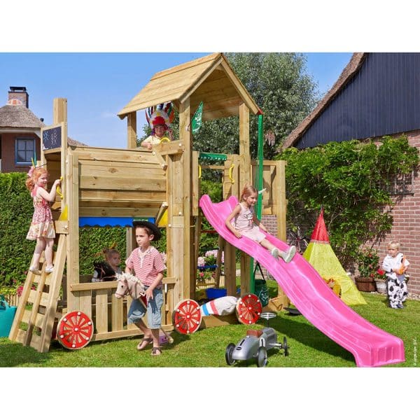 Jungle Gym Holzspielturm Mansion Zug mit Rutsche Fuchsia