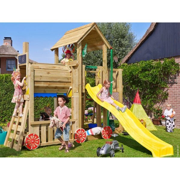 Jungle Gym Holzspielturm Mansion Zug mit Rutsche Gelb