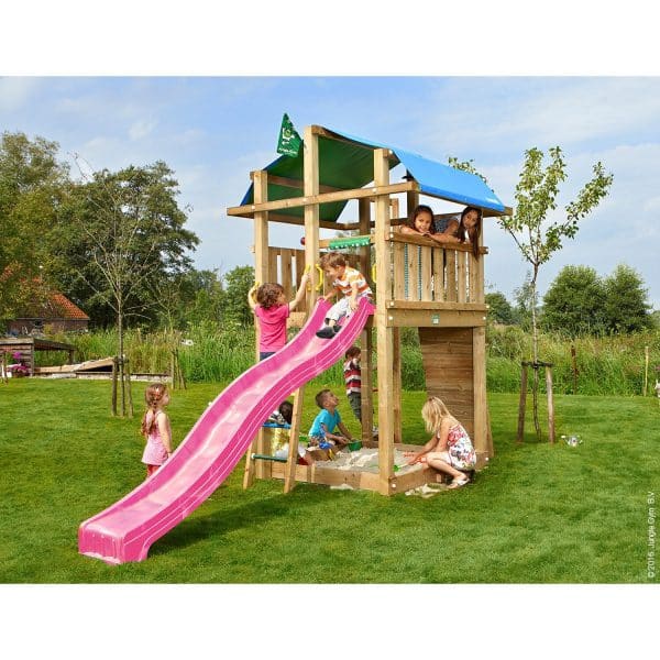 Jungle Gym Holzspielturm Fort mit Rutsche Fuchsia