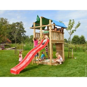 Jungle Gym Holzspielturm Fort mit Rutsche Rot