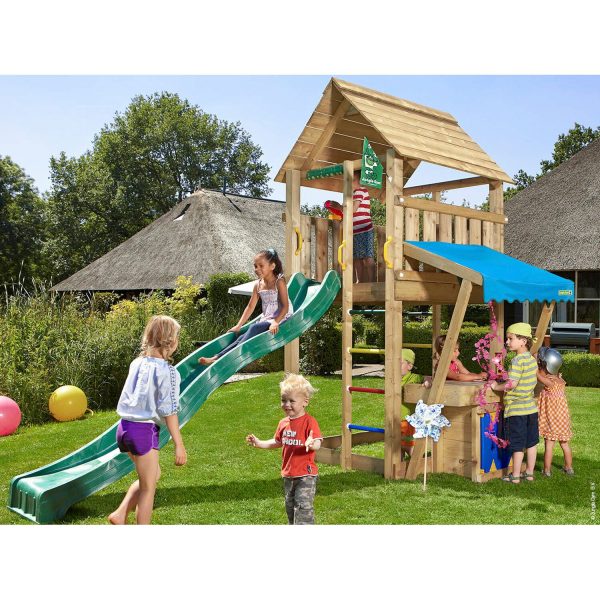 Jungle Gym Holzspielturm Cabin Mini Market mit Rutsche Dunkelgrün