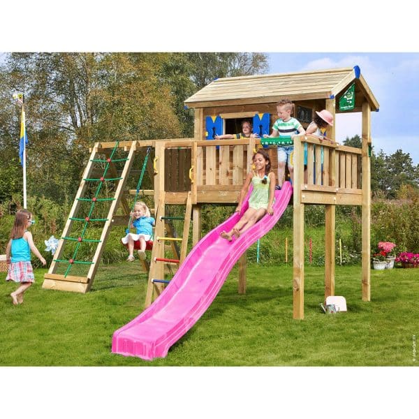 Jungle Gym Spielhaus XL Klettergerüst mit Rutsche Fuchsia