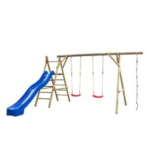 SwingKing Doppel-Schaukel Noortje mit Rutsche 220 cm x 450 cm x 375 cm