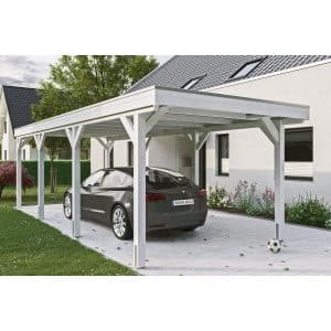 Skan Holz Carport Grunewald 321 cm x 796 cm mit EPDM-Dach Weiß