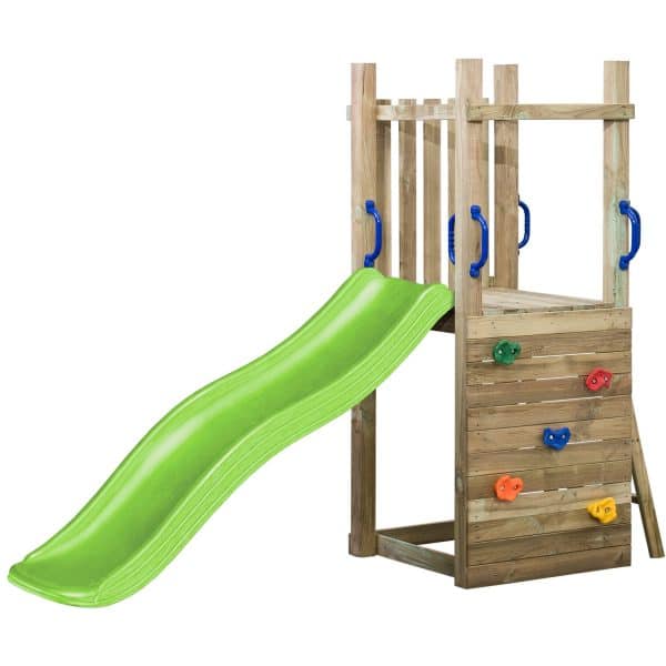 SwingKing Spielturm Irma mit Rutsche Apfelgrün 70 cm x 160 cm x 175 cm