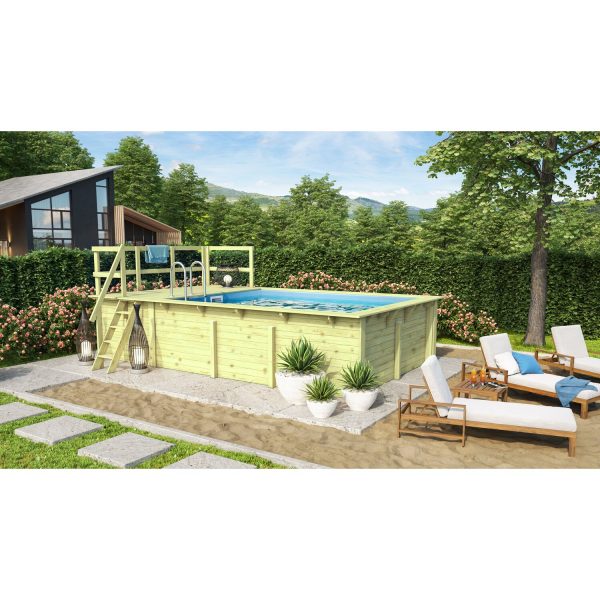 Karibu Pool 2 44 mm Set KDI mit Sonnenterrasse