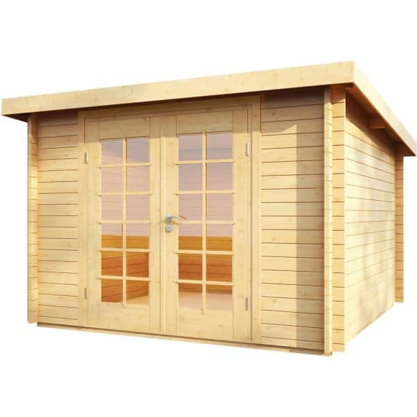 Wolff Finnhaus Holz-Gartenhaus/Gerätehaus Pulti 34-B Natur Glastür BxT: 300 cm x 240 cm