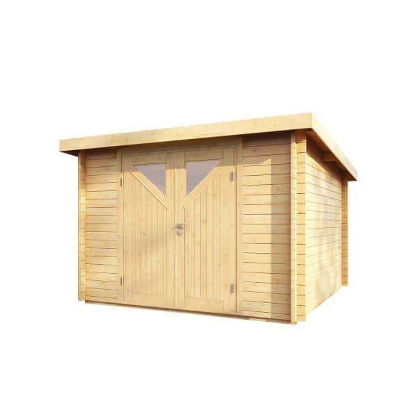 Wolff Finnhaus Holz-Gartenhaus/Gerätehaus Pulti 34-B Dreieckglas-Tür BxT: 300 cm x 240 cm