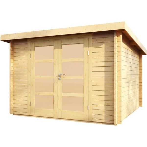 Wolff Finnhaus Holz-Gartenhaus/Gerätehaus Pulti 34-B Natur Milchglas BxT: 300 cm x 240 cm