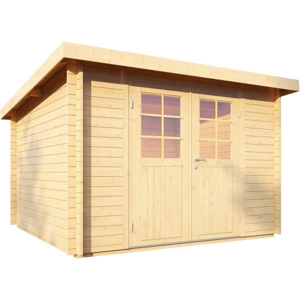 Wolff Finnhaus Holz-Gartenhaus/Gerätehaus Pulti 34-C Natur Halbglas BxT: 300 cm x 300 cm