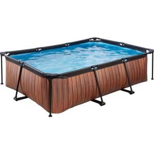 EXIT Wood Pool Braun 220 x 150 x 65 cm m. Filterpumpe