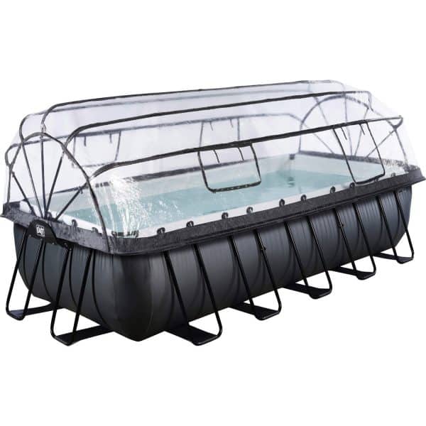 EXIT Black Leather Pool Schwarz 540 x 250 x 122 cm m. Sandfilterp. u. Abdeckung