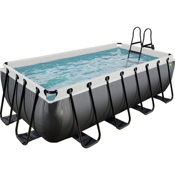 EXIT Black Leather Pool Schwarz 400 x 200 x 100 cm m. Sandfilterpumpe