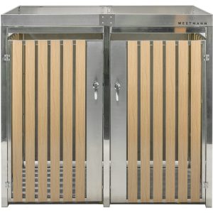 Westmann Mülltonnenbox und Gerätebox Design 1 Silber 134 cm x 84 cm x 125 cm