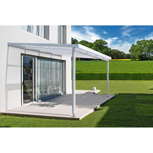 Terrassenüberdachung Premium (BxT) 309 cm x 306 cm Weiß Polycarbonat Klar