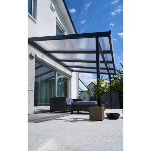 Terrassenüberdachung Premium (BxT) 410 cm x 406 cm Anthrazit Polycarbonat Klar