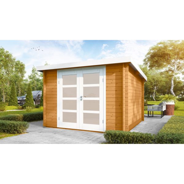 Wolff Finnhaus Holz-Gartenhaus/Gerätehaus Pulti 34-C Typ 5 Natur geölt BxT: 360 cm x 360 cm