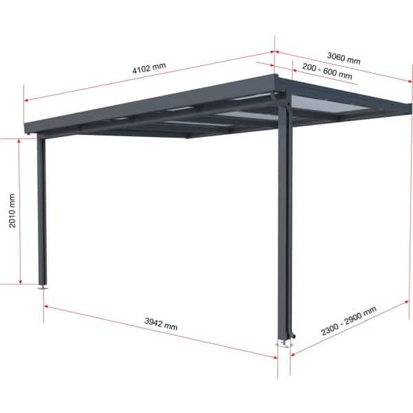 Terrassenüberdachung Premium Bausatz (BxT) 410 cm x 306 cm Anthrazit