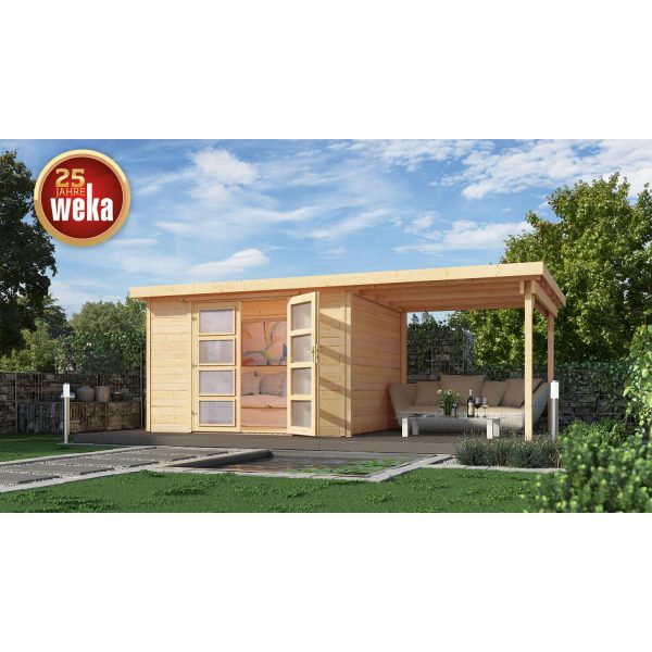 Weka Holz-Gartenhaus/Gerätehaus 321 B Gr. 2 Anbau Natur 489 cm x 194 cm