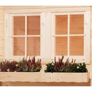 Doppelfenster 138 x 79 cm für Weka Gartenhaus/Gerätehaus mit Wandstärke 45 mm