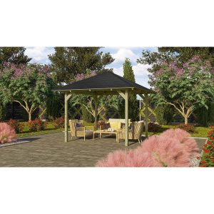 Pavillon Bever 1 Set kdi mit Schindeln Schwarz 265 cm x 265 cm x 290 cm