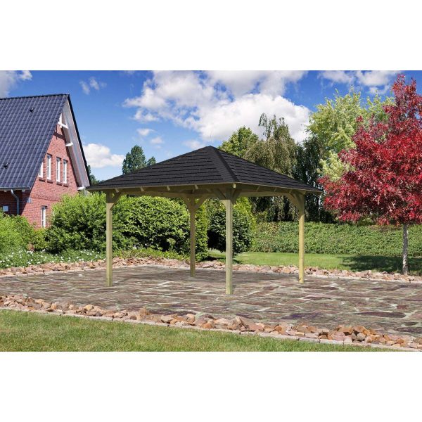 Pavillon Bever 3 Set kdi mit Schindeln Schwarz 314 cm x 314 cm x 303 cm