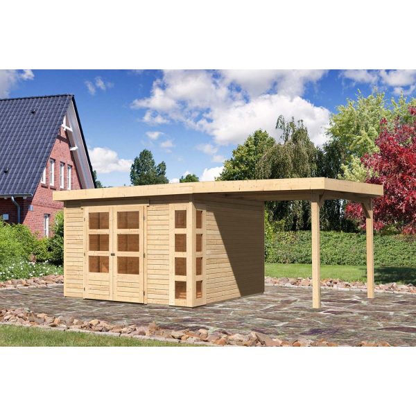 Karibu Gartenhaus/Gerätehaus Sölve 6 Set Natur 558 cm x 331 cm