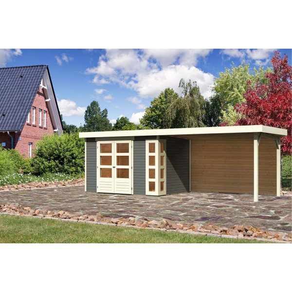 Karibu Gartenhaus/Gerätehaus Sölve 4 Set Terragrau 609 cm x 238 cm