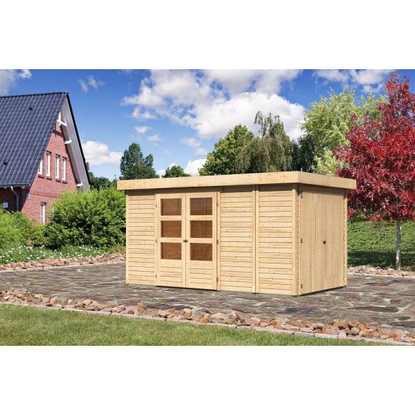 Karibu Gartenhaus/Gerätehaus Retola 5 Set Natur 404 cm x 238 cm