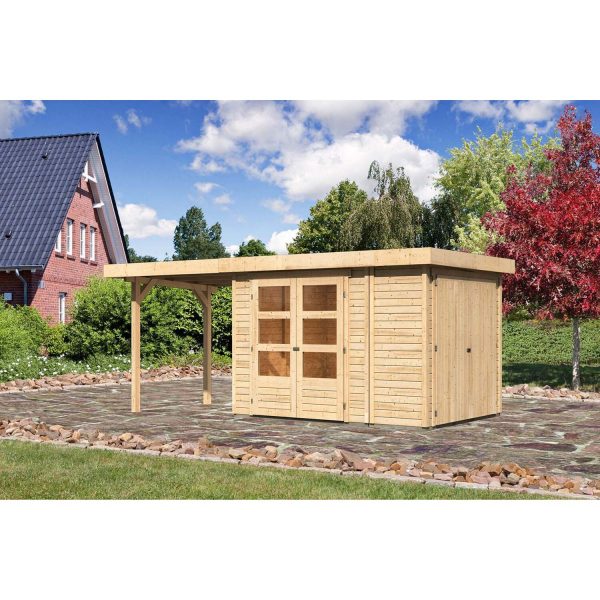 Karibu Gartenhaus/Gerätehaus Retola 2 Set Natur  542 cm x 238 cm