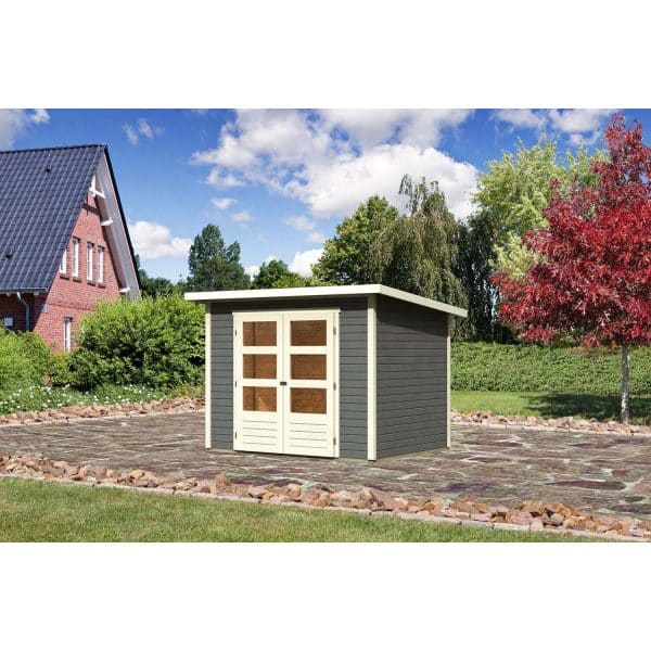 Karibu Gartenhaus/Gerätehaus Stockach 3 Terragrau 282 cm x 210 cm