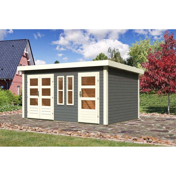 Karibu Gartenhaus/Gerätehaus Vännersborg 2 Terragrau 458 cm x 302 cm