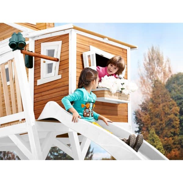 AXI Max Spielhaus Braun / Weiß Weiße Rutsche 193x432x288 cm