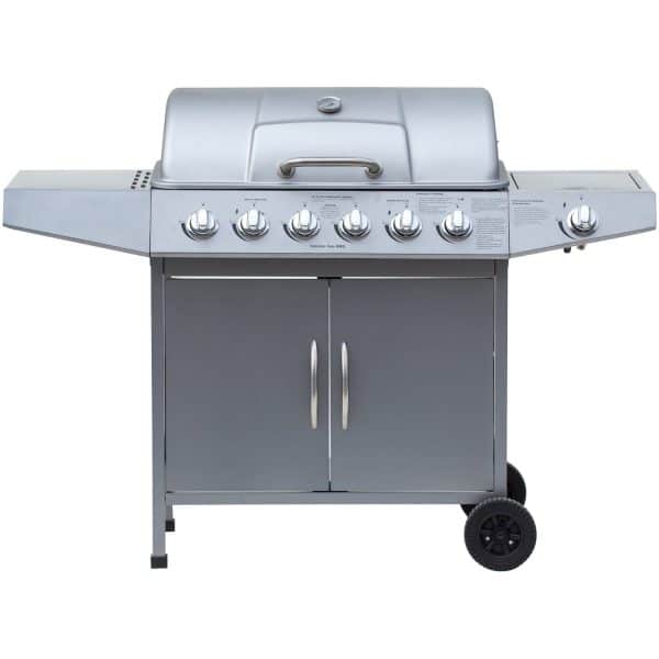 El Fuego Gasgrill Dayton 6-Brenner + Seitenbrenner Silber ca. 133 x 95 x 54 cm