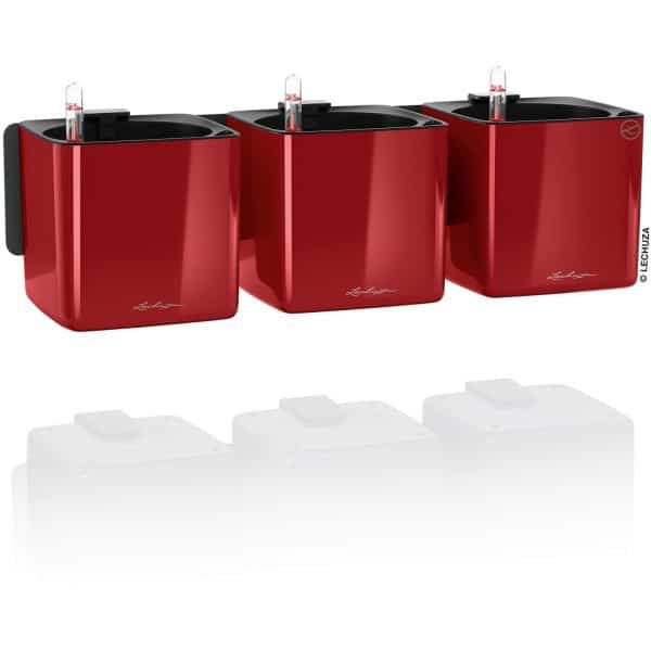 Lechuza Pflanzgefäße Green Wall Home Kit Glossy Set Scarlet Rot highgloss