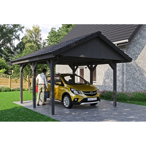 Satteldach-Carport Wallgau Schiefergrau 430 x 500 cm Dachlattung