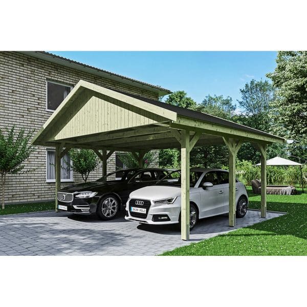 Satteldach-Carport Wallgau 620 x 500 cm schwarze Schindeln