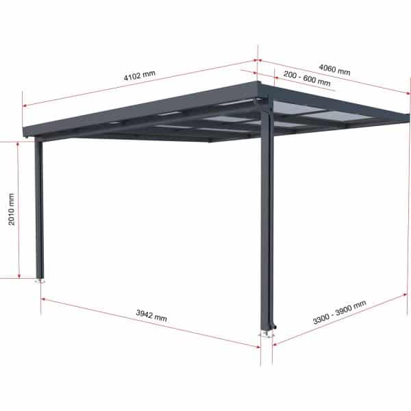 Terrassenüberdachung Premium Bausatz (BxT) 410 cm x 406 cm Anthrazit