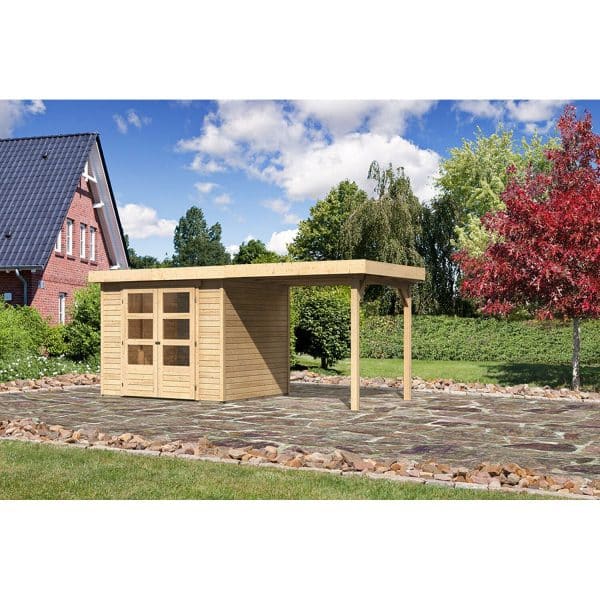 Karibu Holz-Gartenhaus/Gerätehaus Raala 3 Natur 462 cm x 213 cm