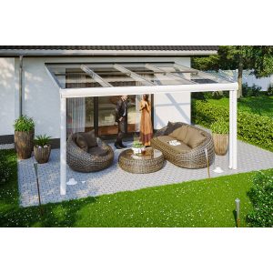 Skan Holz Terrassenüberdachung Modena 434 x 357 cm Aluminium Weiß