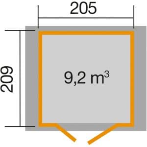 Weka Gartehhaus 224 A Gr.1 260 x 263 x 238 cm Anthrazit