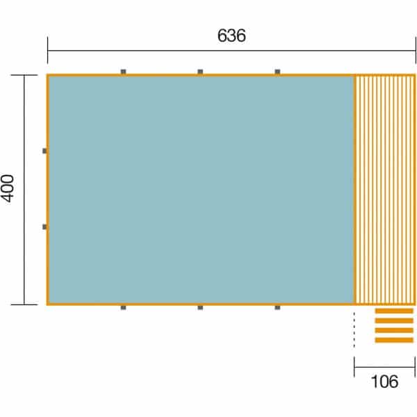 Weka Massivholzpool 595 Gr.2 Technikraum/Sonnendeck 490 x 644 x 203 cm Blau-Weiß