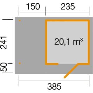 Weka Designhaus 172 A Gr.1 Anbau 147 cm 430 x 375 x 226 cm Anthrazit