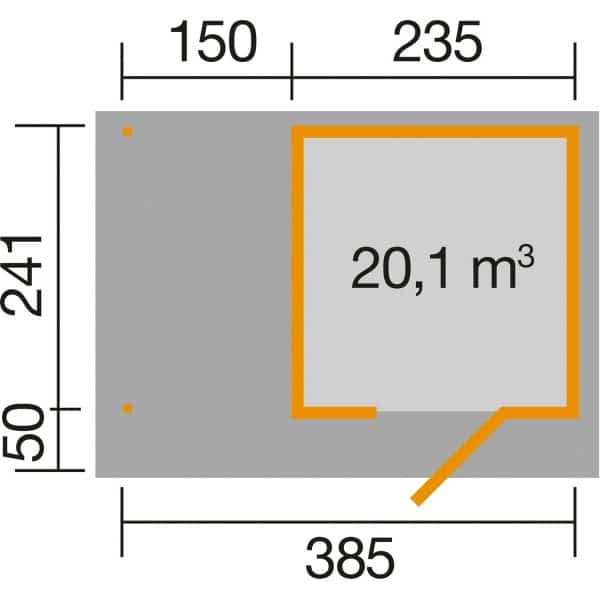 Weka Designhaus 172 A Gr.1 Anbau 147 cm 430 x 375 x 226 cm Anthrazit