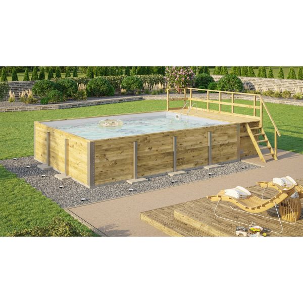 Weka Massivholzpool 595 Gr.2 Technikraum/Sonnendeck 490 x 644 x 203 cm Hellgrau