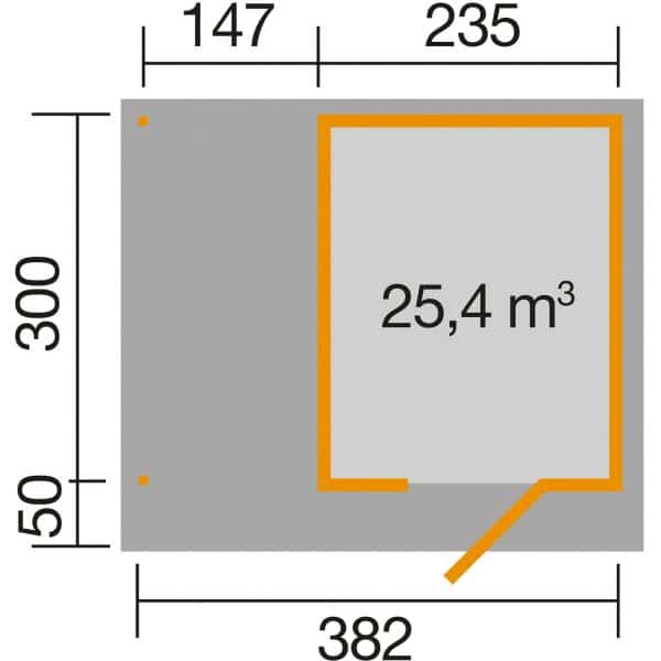 Weka Designhaus 172 A Gr.2 Anbau 147 cm 430 x 314 x 226 cm Grau